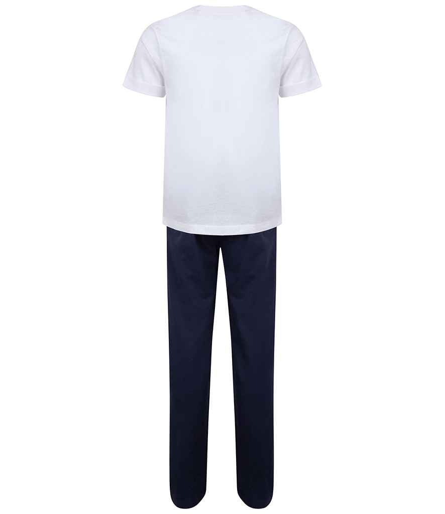 Towel City Kids Long PJ's | White/Navy Pyjamas - Lancashire Teamwear