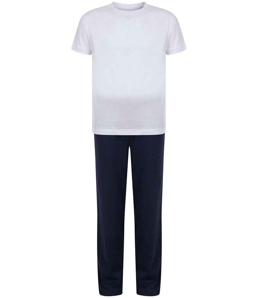 Towel City Kids Long PJ's White/Navy