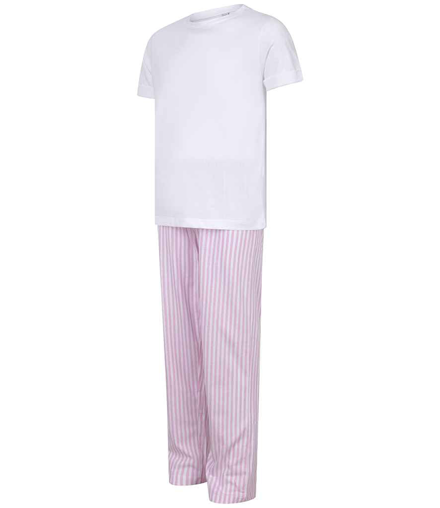 Towel City Kids Long PJ's | White/Pink Pyjamas - Lancashire Teamwear