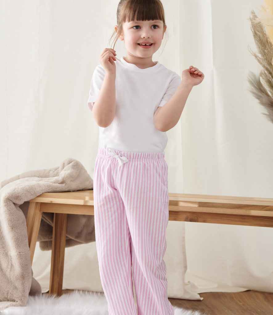 Towel City Kids Long PJ's | White/Pink Pyjamas - Lancashire Teamwear