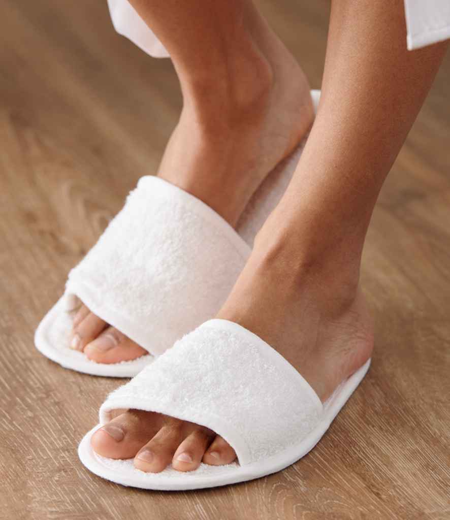 Towel City Classic Terry Slippers | White Footwear - Lancashire Teamwear