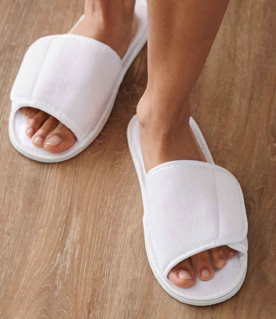 Towel City Open Toe Slippers | White Footwear - Lancashire Teamwear