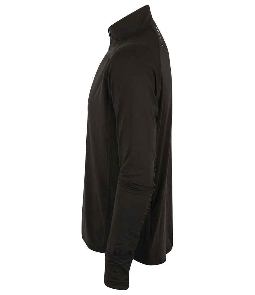 Tombo Long Sleeve Zip Neck Performance Top | Black Sweatshirt - Lancashire Teamwear