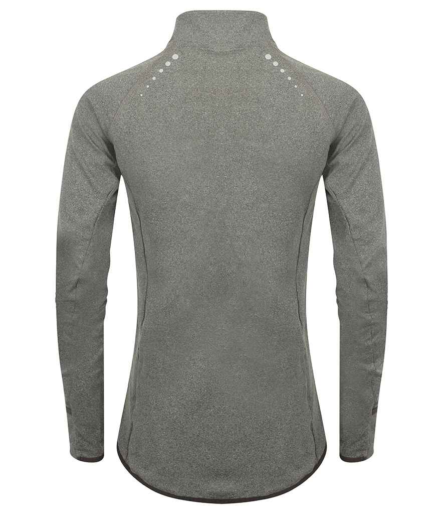 Tombo Ladies Long Sleeve Zip Neck Performance Top | Grey Marl Sweatshirt - Lancashire Teamwear