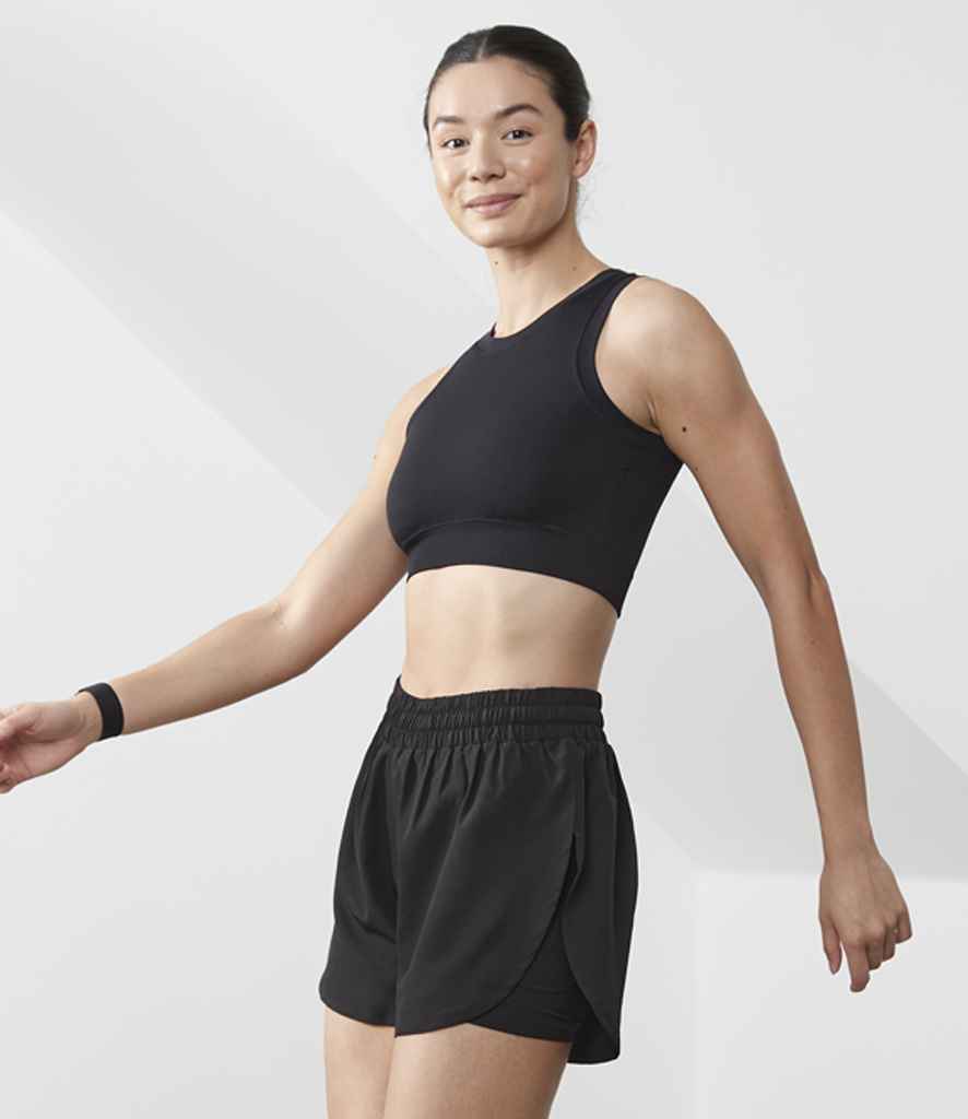 Tombo Ladies Double Layer Sports Shorts | Black/Black - Lancashire Teamwear