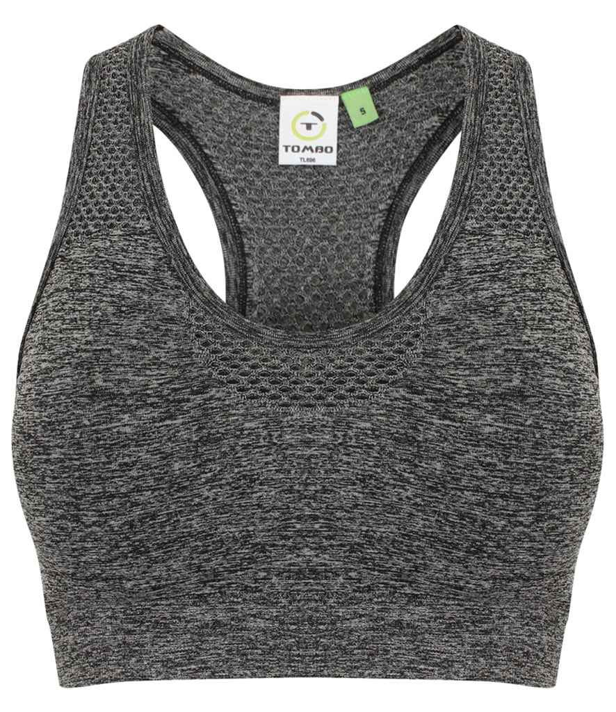 Tombo Ladies Seamless Crop Top Dark Grey Marl