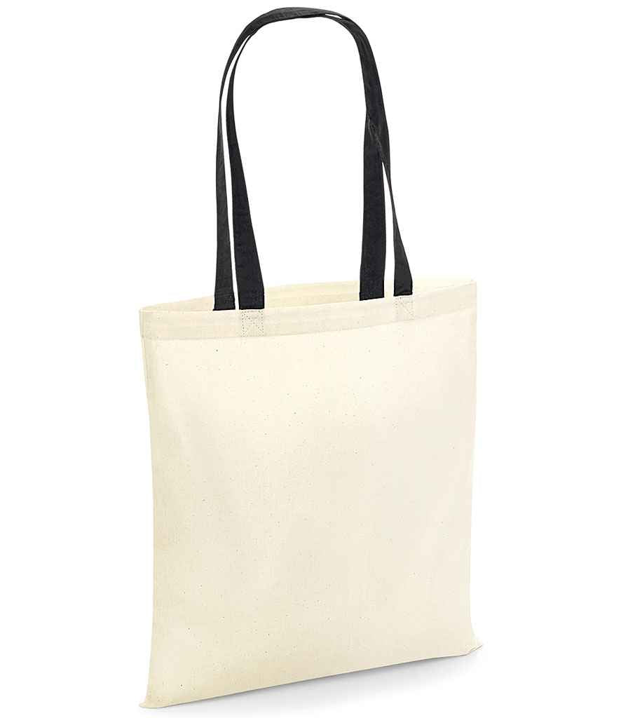 Westford Mill Bag For Life - Contrast Handles | Natural/Black - Lancashire Teamwear