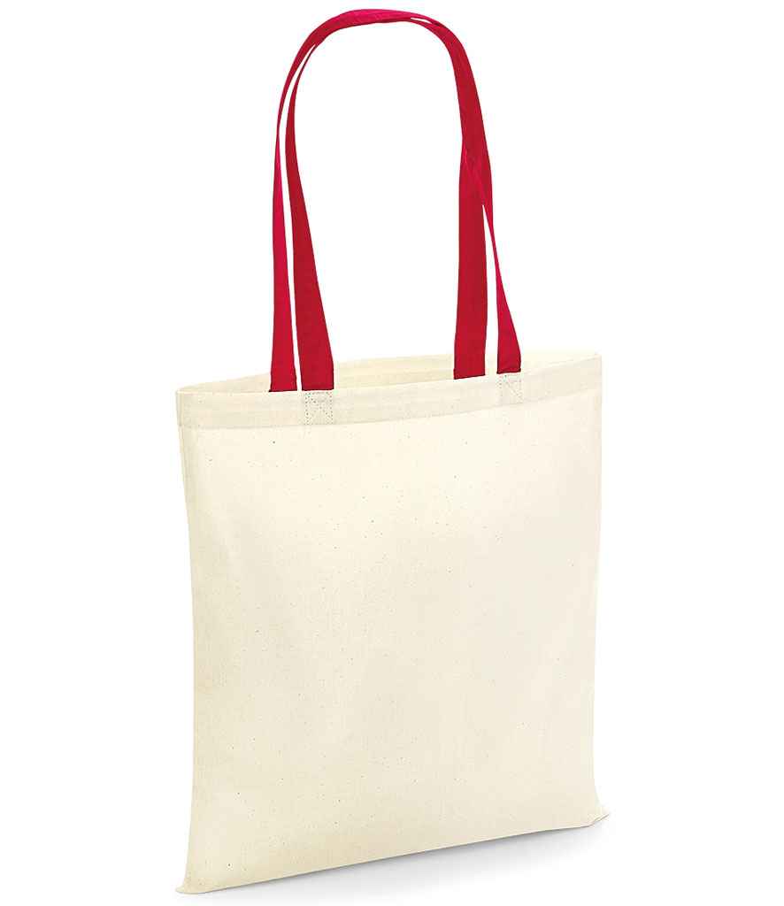 Westford Mill Bag For Life - Contrast Handles | Natural/Classic Red - Lancashire Teamwear