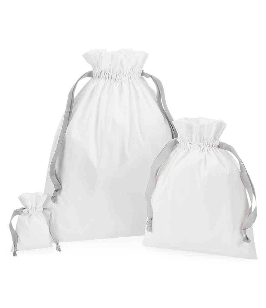 Westford Mill Cotton Bag Ribbon Drawstring Soft White/Light Grey