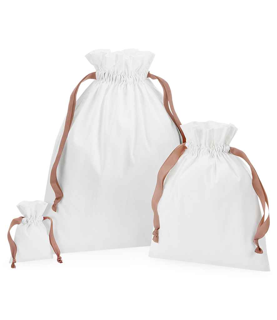 Westford Mill Cotton Bag Ribbon Drawstring Soft White/Rose Gold