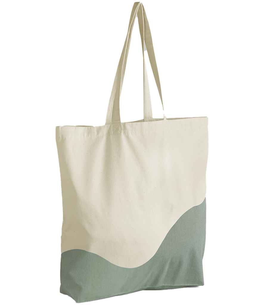 Westford Mill Organic Cotton Wave Print Maxi Tote Bag | Natural/Dusty Green - Lancashire Teamwear