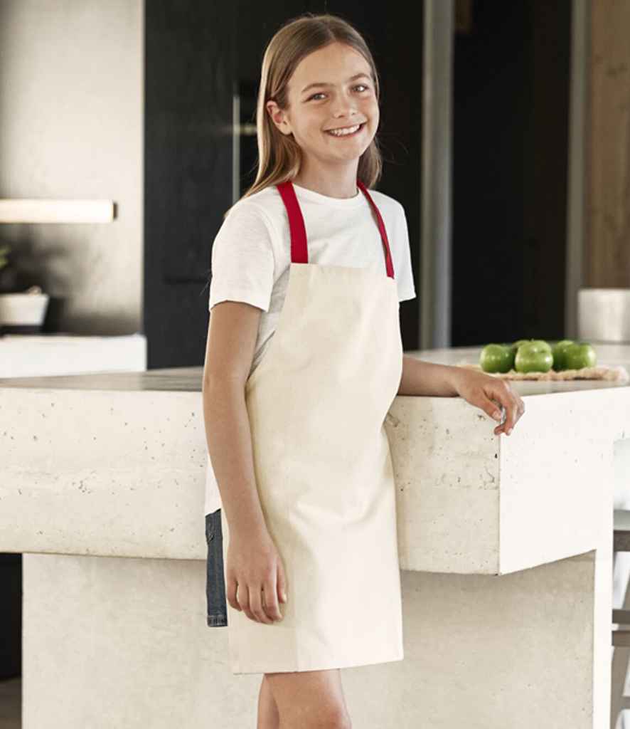 Westford Mill Fairtrade Kids Craft Apron | Natural/Classic Red - Lancashire Teamwear