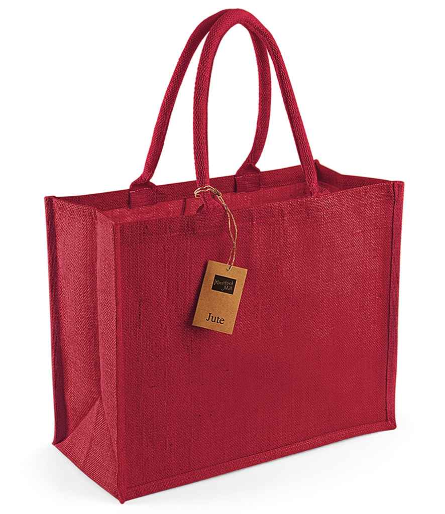 Westford Mill Jute Classic Shopper | Red/Red Bag - Lancashire Teamwear