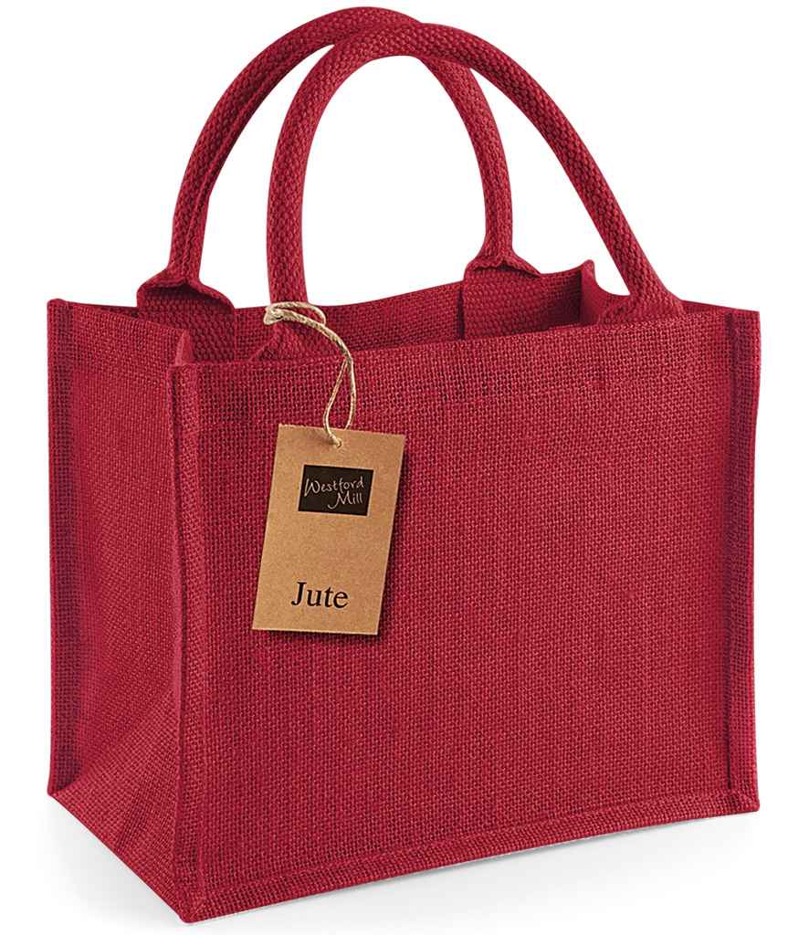 Westford Mill Jute Mini Gift Bag | Red/Red - Lancashire Teamwear