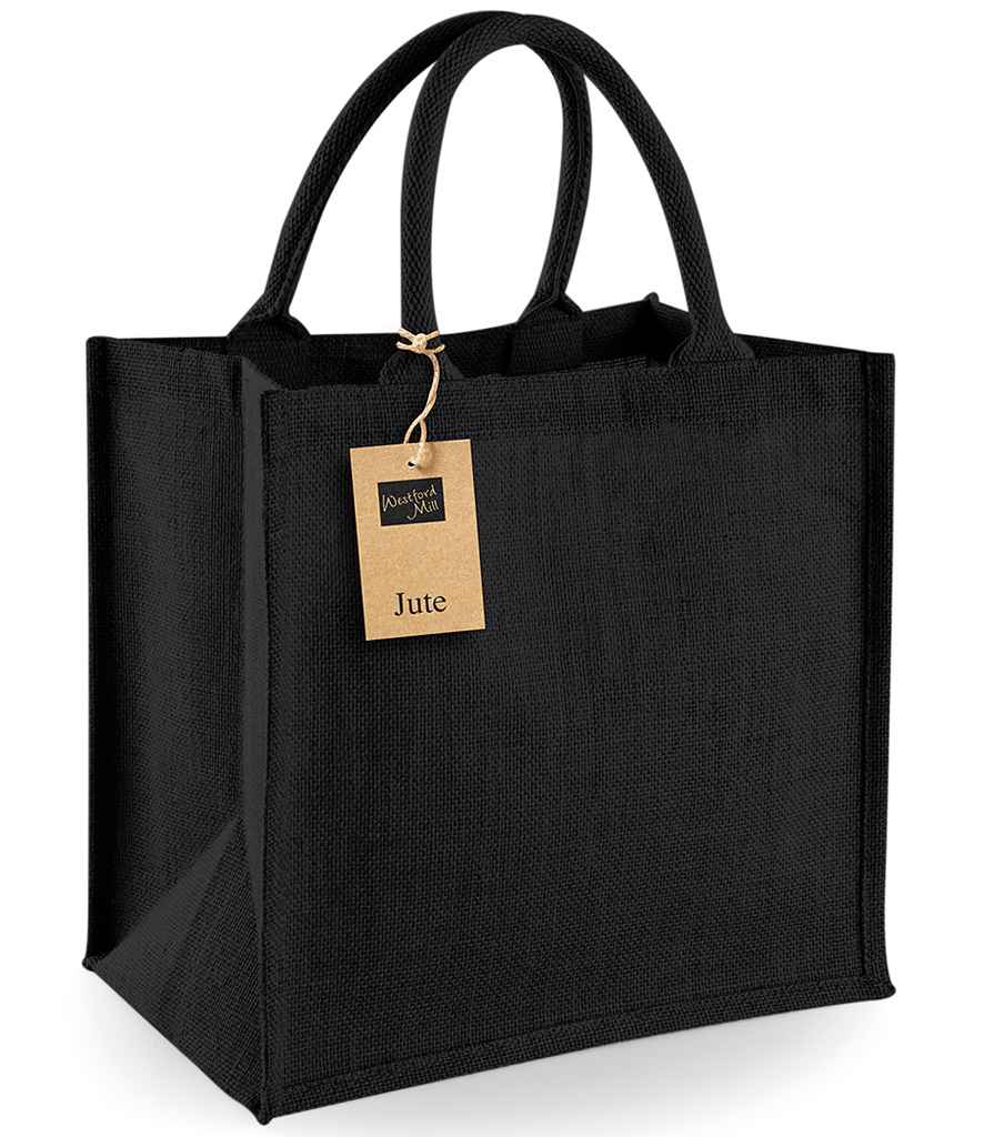 Westford Mill Jute Midi Tote Bag | Black/Black - Lancashire Teamwear