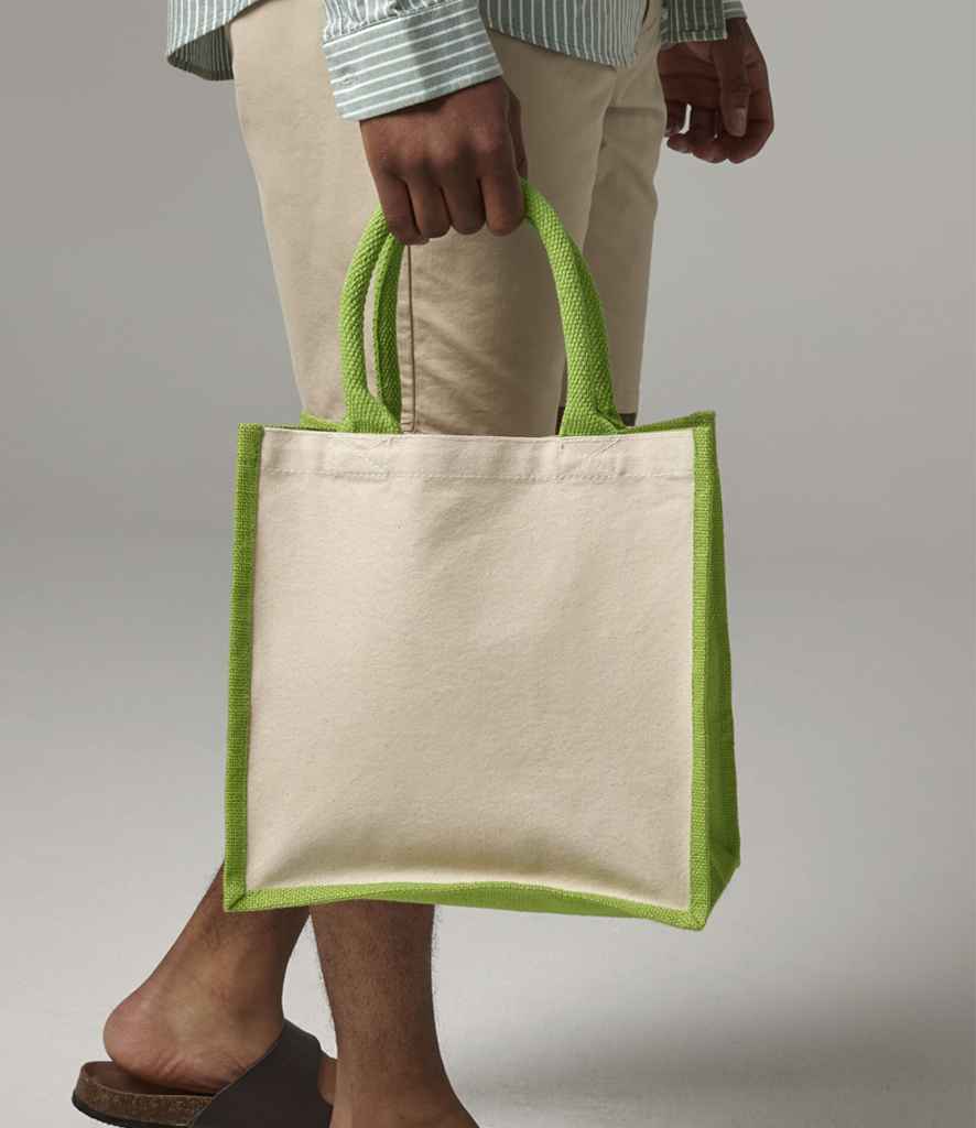 Westford Mill Printers Midi Jute Tote Bag | Apple Green - Lancashire Teamwear