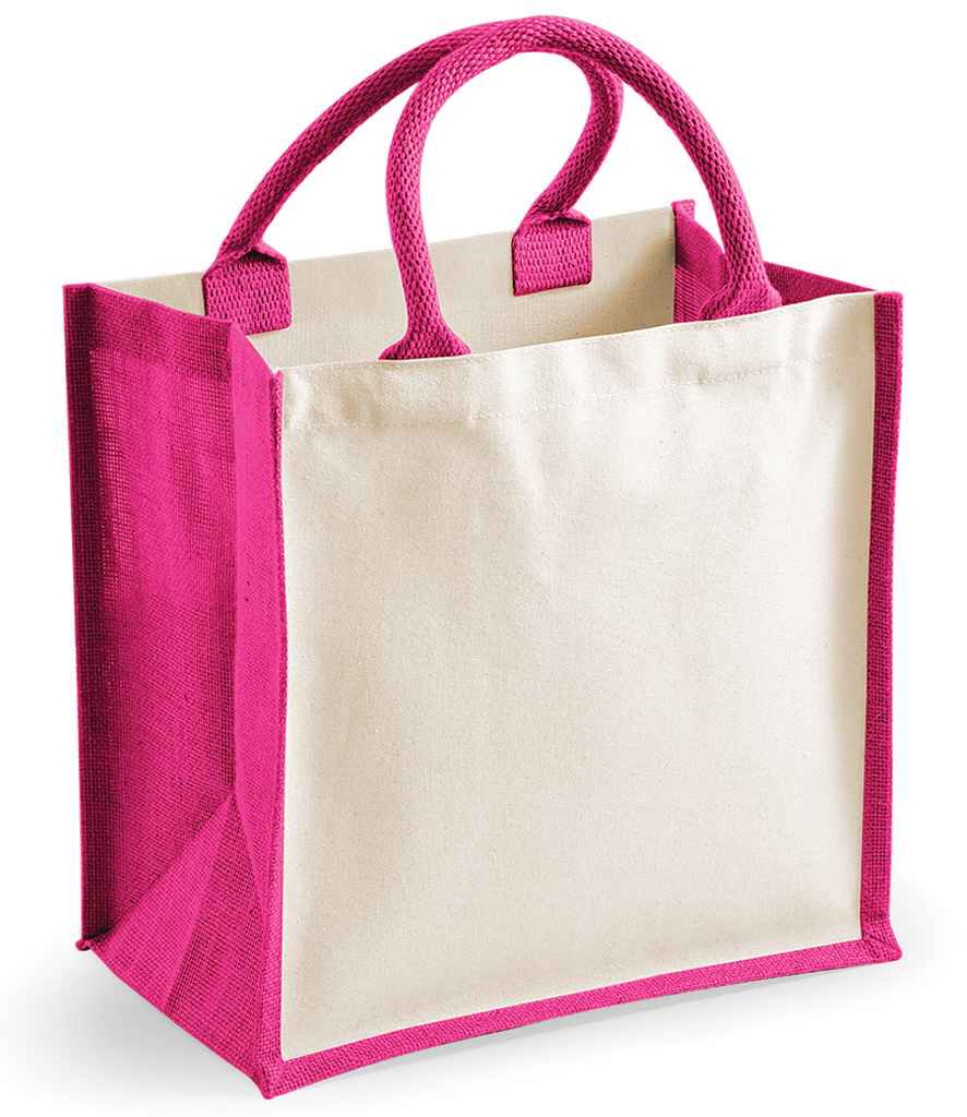 Westford Mill Printers Midi Jute Tote Bag | Fuchsia - Lancashire Teamwear