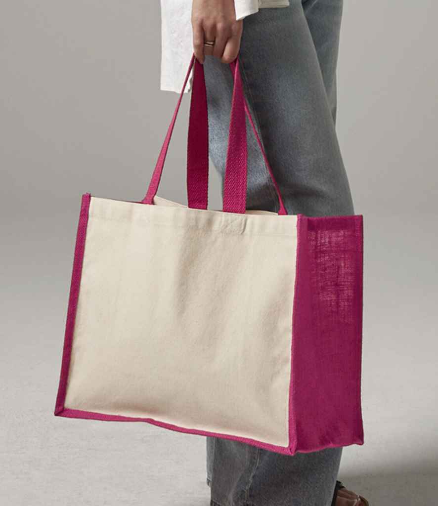 Westford Mill Printers Jute Classic Shopper | Fuchsia Bag - Lancashire Teamwear