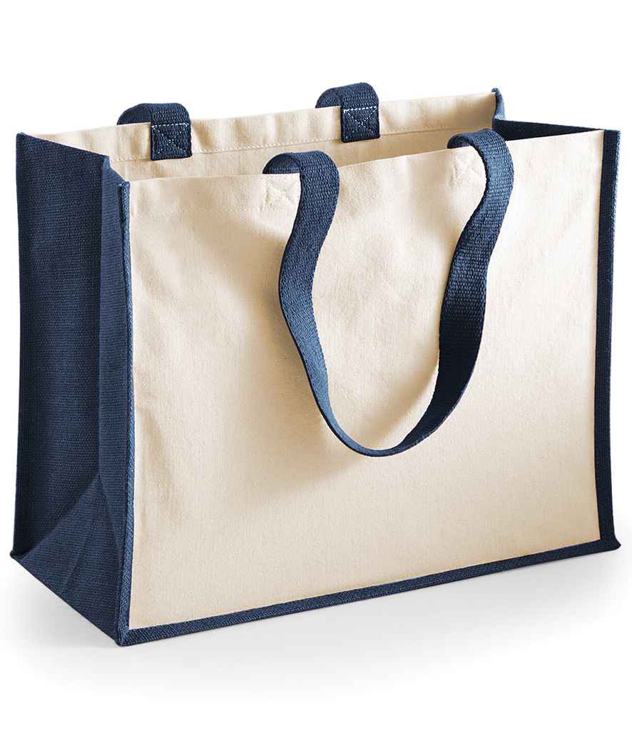 Westford Mill Printers Jute Classic Shopper Navy