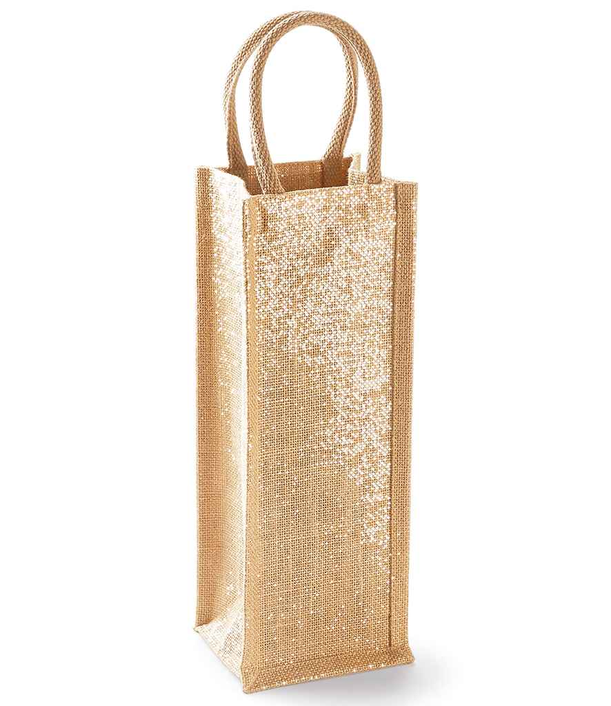 Westford Mill Shimmer Jute Bottle Bag Natural Gold
