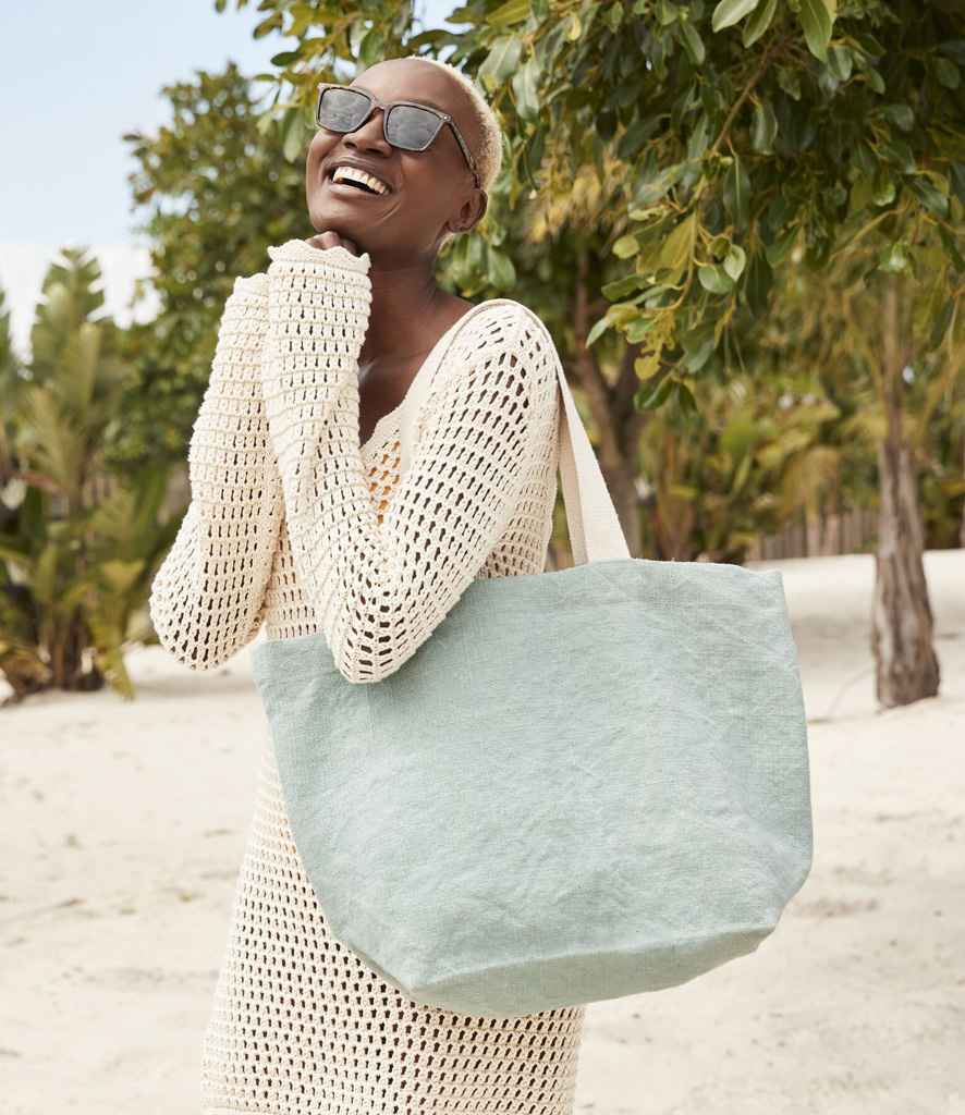 Westford Mill Soft Washed Jute Beach Bag | Duck Egg Blue - Lancashire Teamwear