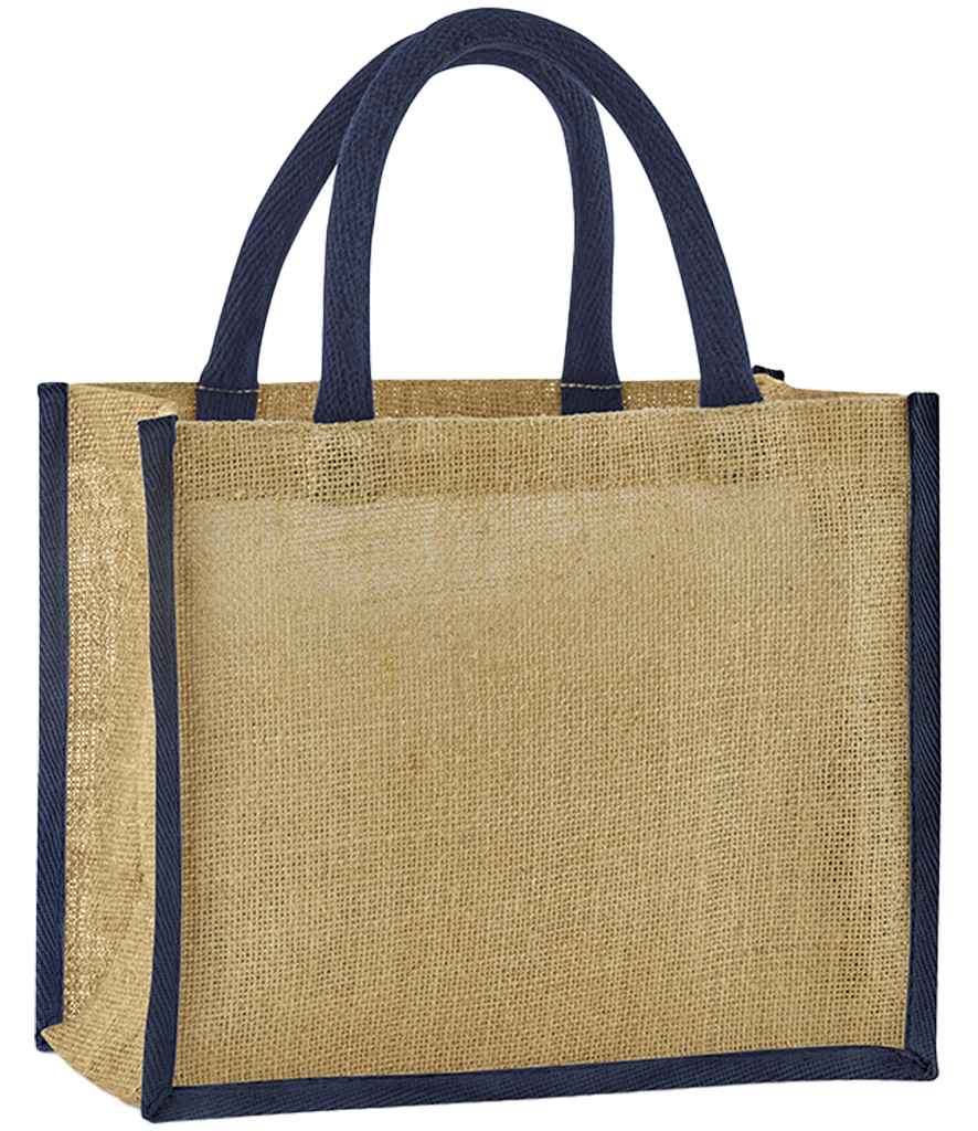 Westford Mill Natural Starched Jute Midi Tote Bag Natural/Navy