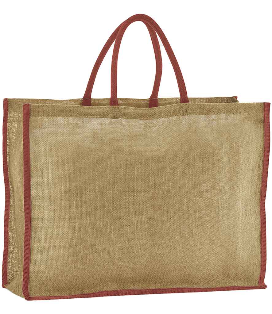 Westford Mill Natural Starched Jute Market Shopper | Natural/Orange Rust Bag - Lancashire Teamwear