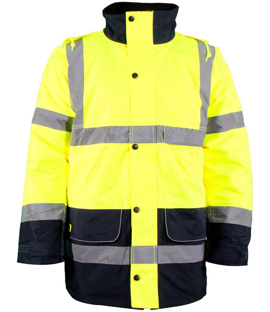 Warrior Hi-Vis Contrast Traffic Jacket Fluorescent Yellow