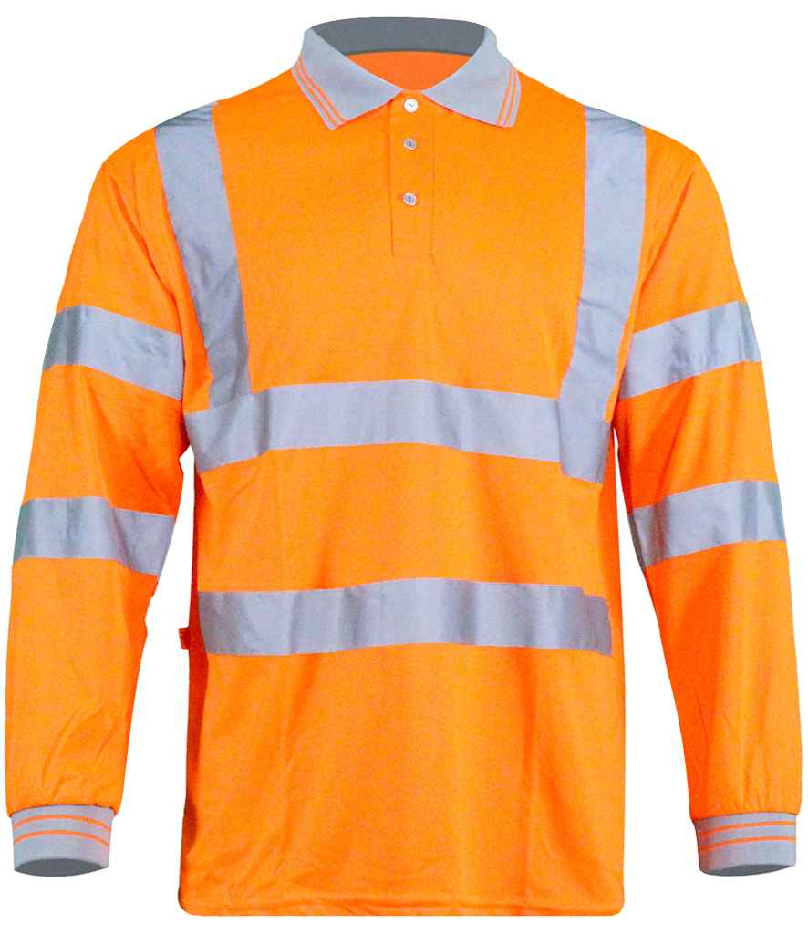 Warrior Hi-Vis Long Sleeve Polo Shirt Orange