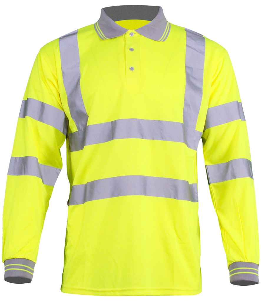 Warrior Hi-Vis Long Sleeve Polo Shirt Yellow