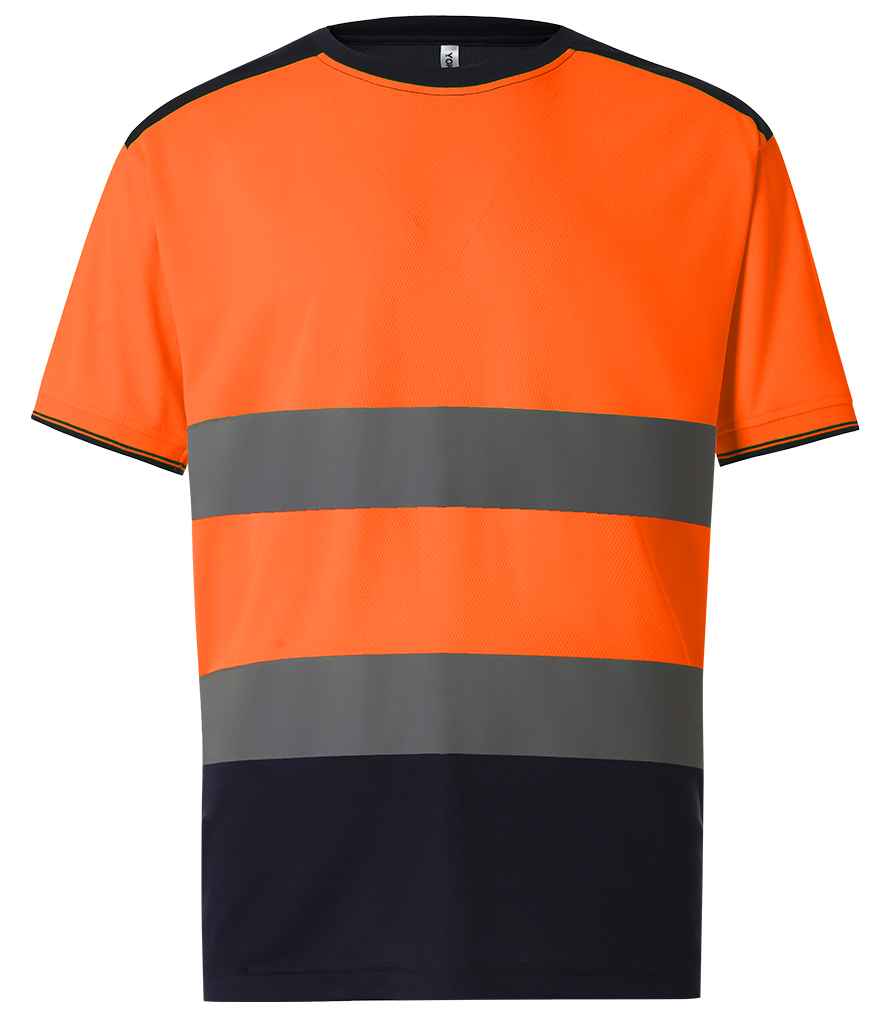 Yoko Hi-Vis Two Tone T-Shirt Orange/Navy