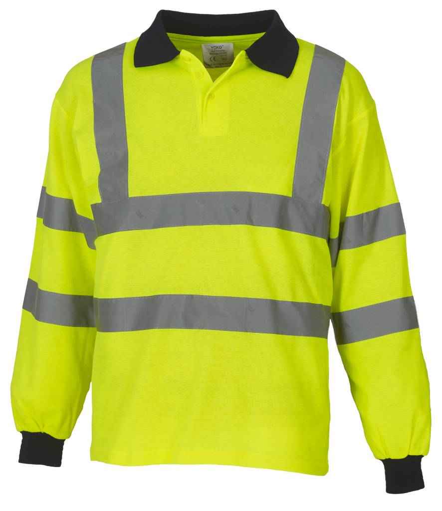 Yoko Hi-Vis Long Sleeve Polo Shirt Yellow