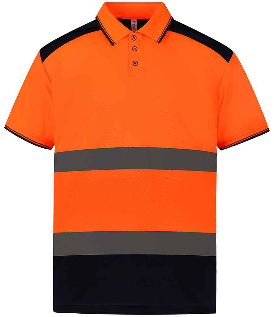 Yoko Two Tone Short Sleeve Polo Shirt Orange/Navy