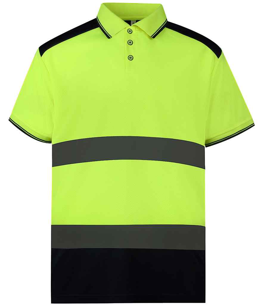 Yoko Two Tone Short Sleeve Polo Shirt Yellow/Navy