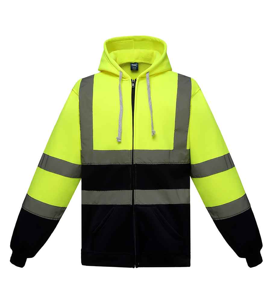 Yoko Hi-Vis Zip Hoodie Yellow/Navy