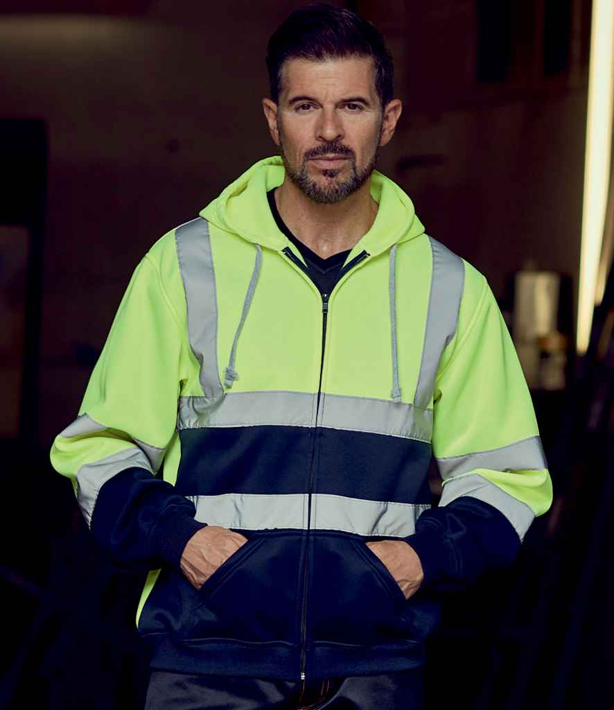 Yoko Hi-Vis Zip Hoodie | Yellow/Navy - Lancashire Teamwear