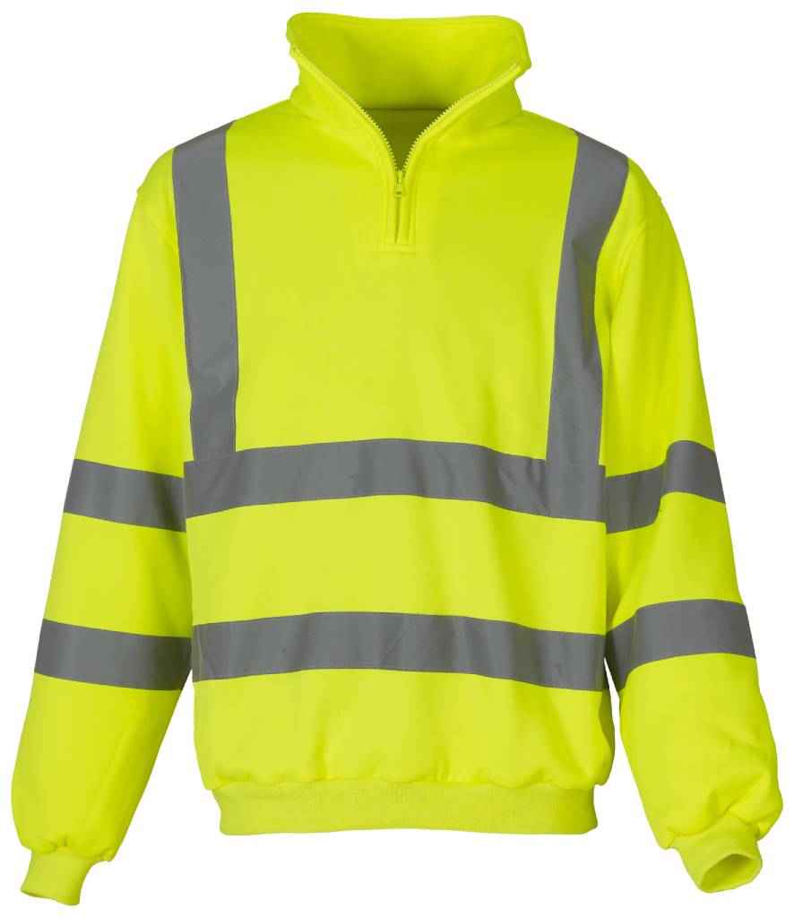 Yoko Hi-Vis Zip Neck Sweatshirt Yellow