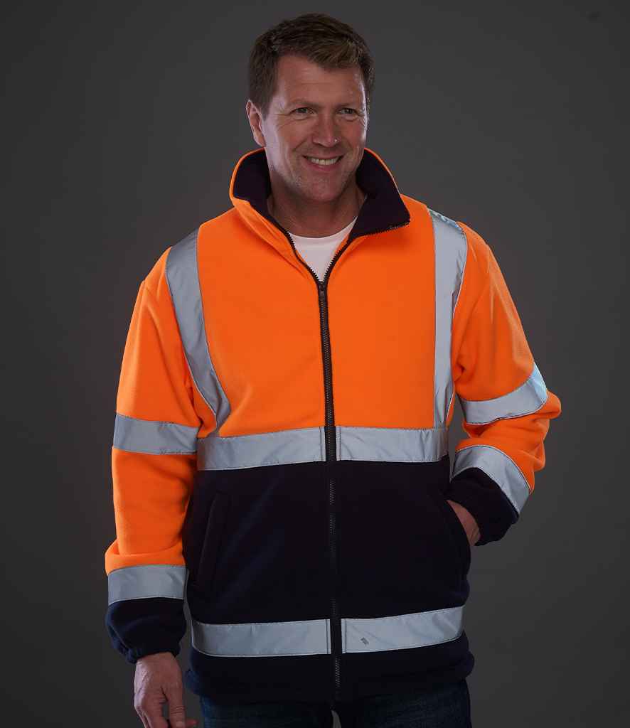 Yoko Hi-Vis Heavyweight Fleece Jacket | Orange/Navy - Lancashire Teamwear