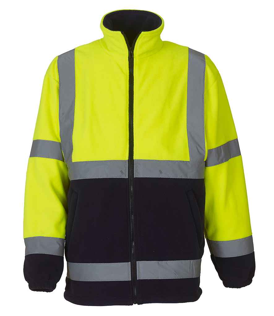 Yoko Hi-Vis Heavyweight Fleece Jacket | Yellow/Navy - Lancashire Teamwear