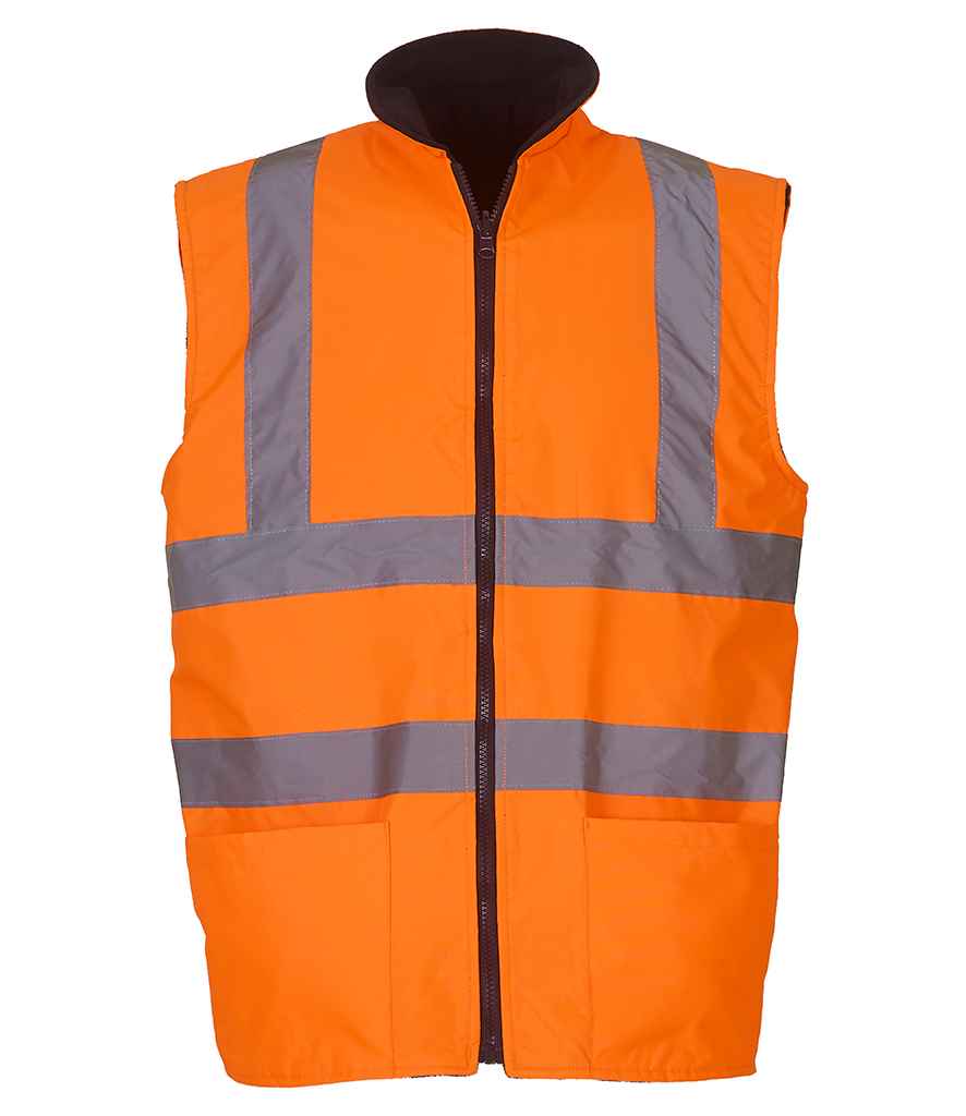 Yoko Hi-Vis Reversible Fleece Bodywarmer | Orange Gilet - Lancashire Teamwear