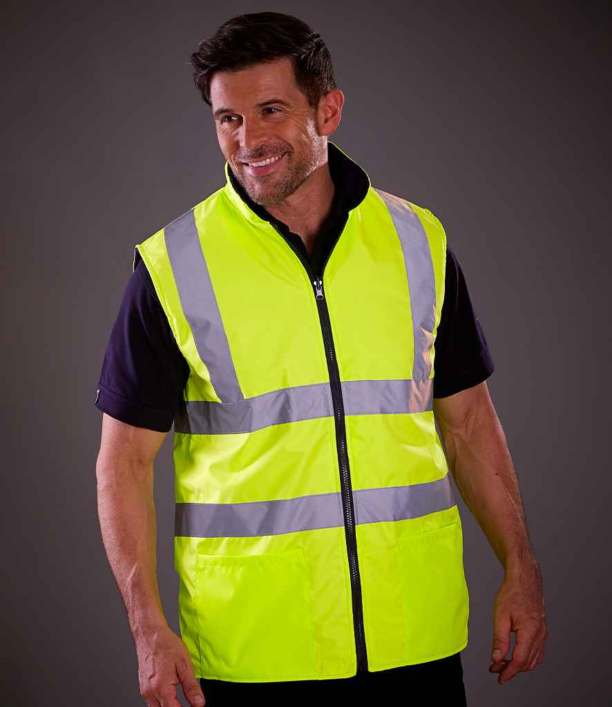 Yoko Hi-Vis Reversible Fleece Bodywarmer | Yellow Gilet - Lancashire Teamwear
