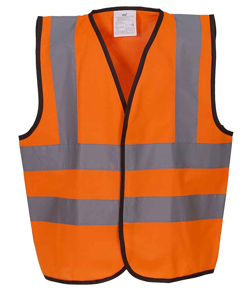Yoko Kids Hi-Vis Two Band and Braces Waistcoat | Orange - Lancashire Teamwear