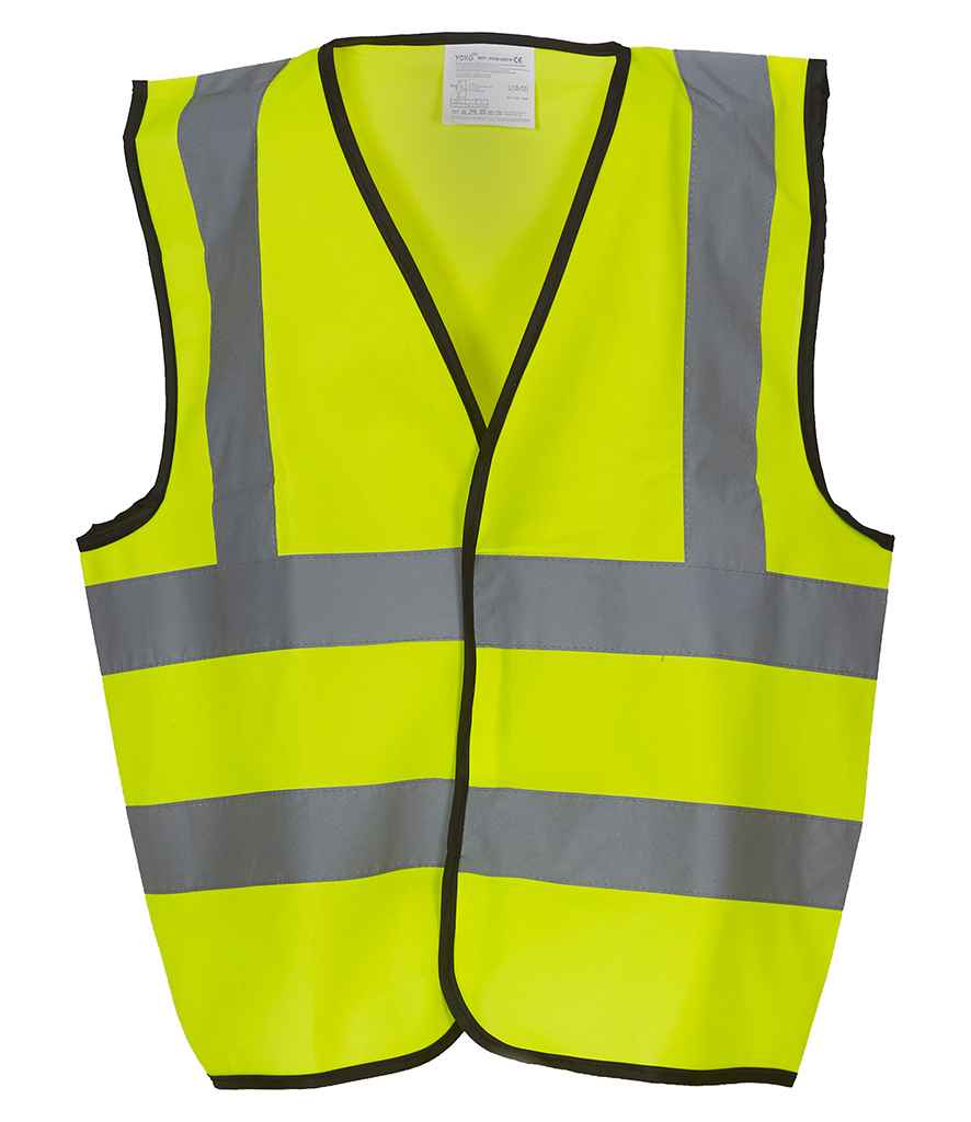 Yoko Kids Hi-Vis Two Band and Braces Waistcoat | Yellow - Lancashire Teamwear