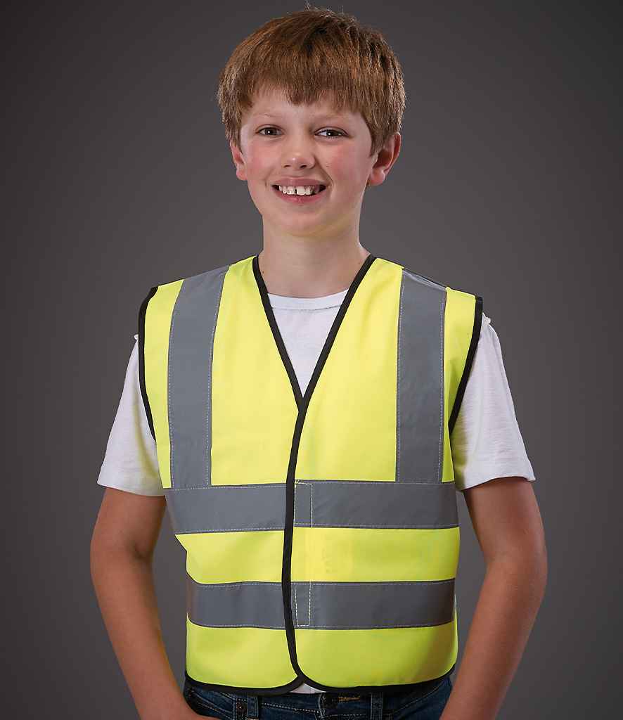 Yoko Kids Hi-Vis Two Band and Braces Waistcoat | Yellow - Lancashire Teamwear