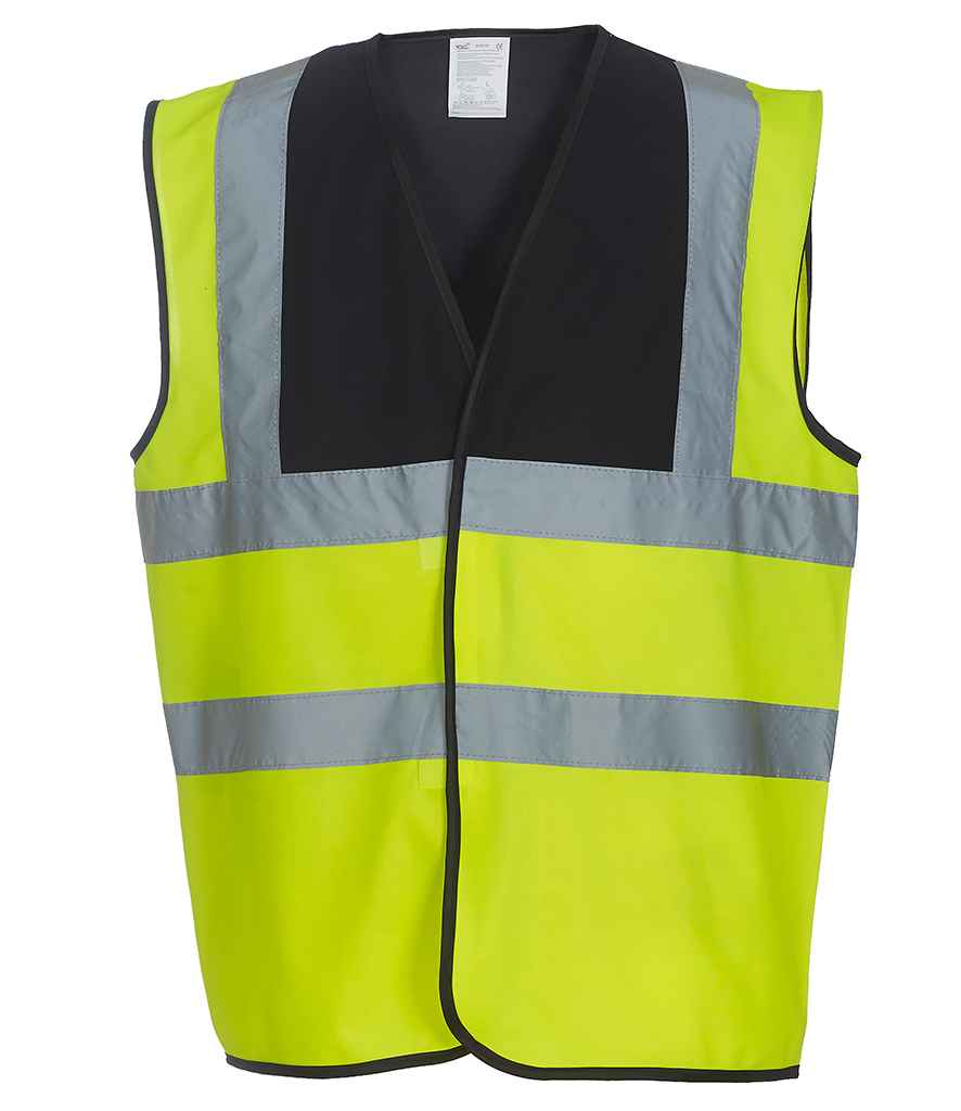 Yoko Hi-Vis Two Band and Braces Waistcoat | Black/Yellow Black/Yellow