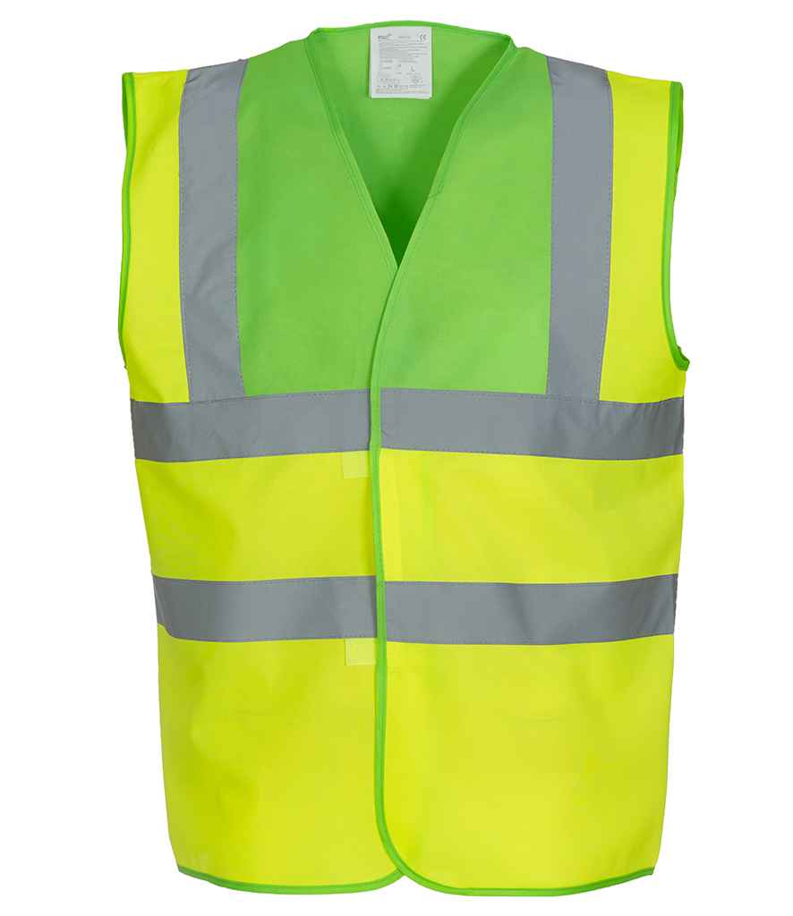 Yoko Hi-Vis Two Band and Braces Waistcoat | Lime Green/Yellow Lime Green/Yellow