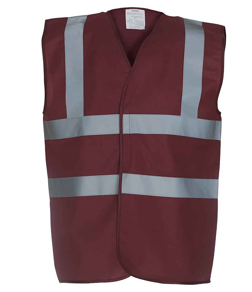 Yoko Hi-Vis Two Band and Braces Waistcoat | Maroon Maroon
