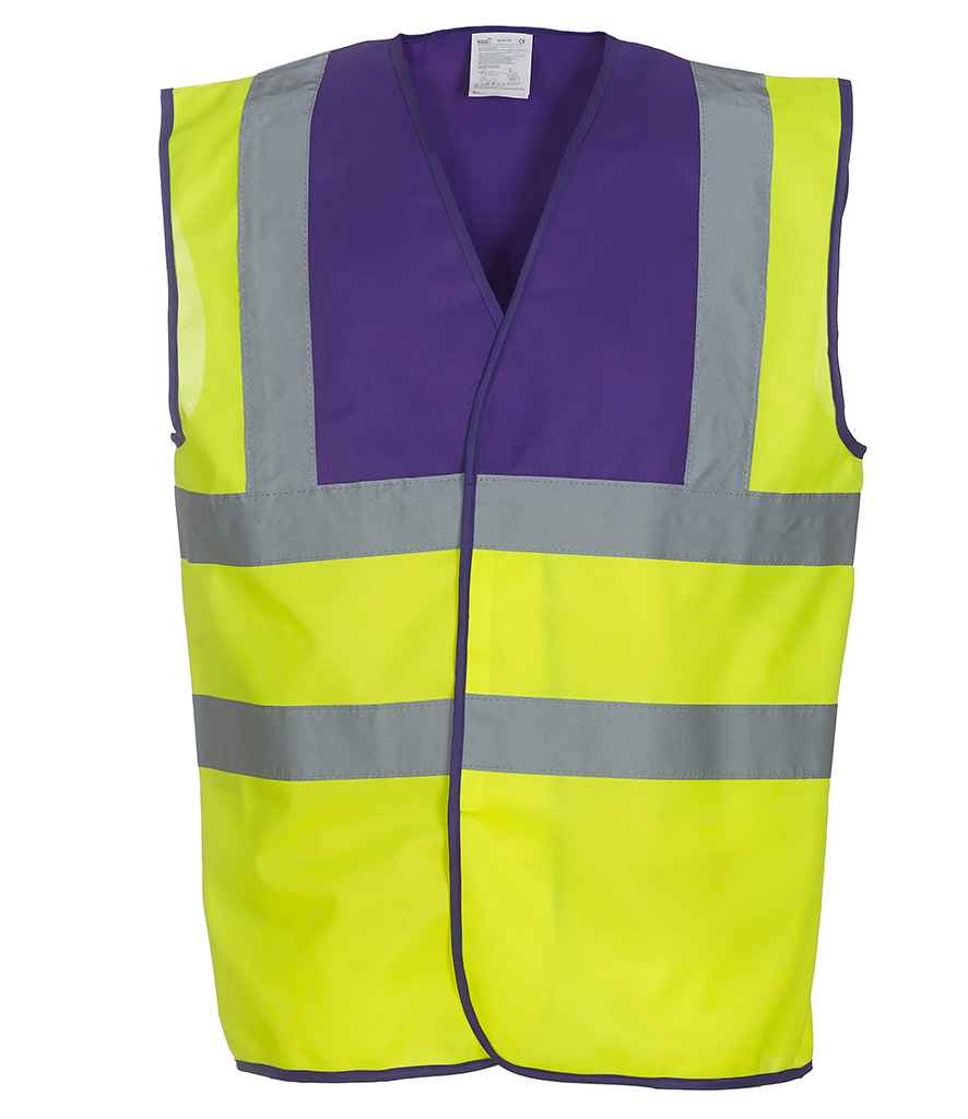 Yoko Hi-Vis Two Band and Braces Waistcoat | Purple/Yellow Purple/Yellow