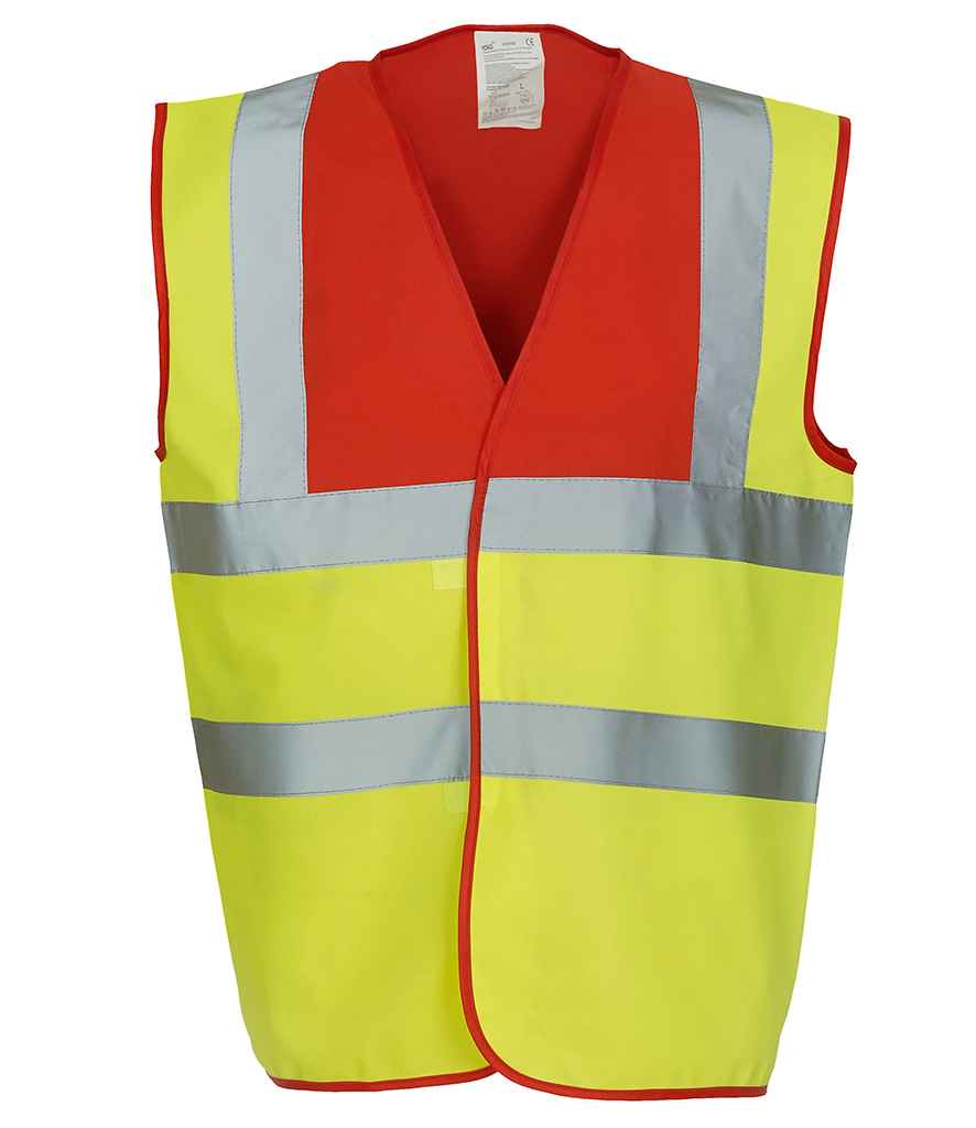 Yoko Hi-Vis Two Band and Braces Waistcoat | Red/Yellow Red/Yellow