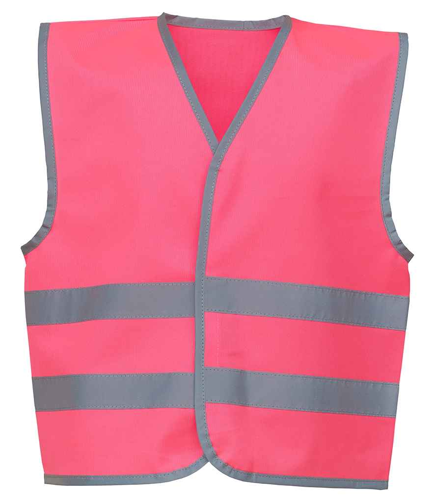 Yoko Kids Hi-Vis Two Band Waistcoat | Pink - Lancashire Teamwear